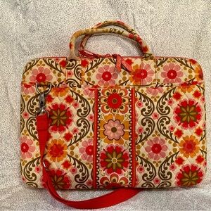 Vera Bradley Floral Laptop Bag with Red and Pink Accents